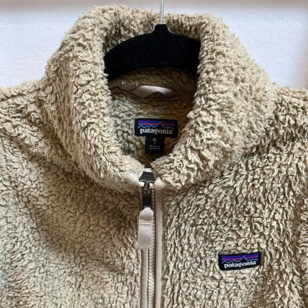 Patagonia Los Gatos Cream Vest Full Zipper Polyester Kids Size XL